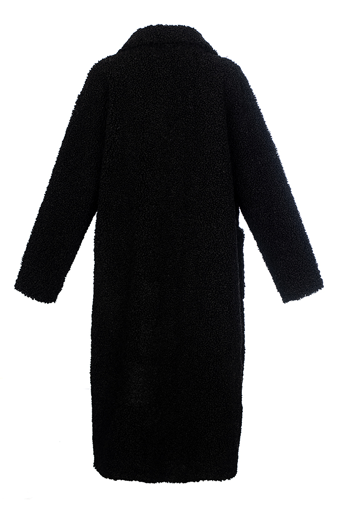 Дамско палто с външни джобове и ревер 