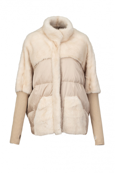 Дамско яке с плетен ръкав и визон - Moonstone.bg Дамско яке с плетен ръкав и визон