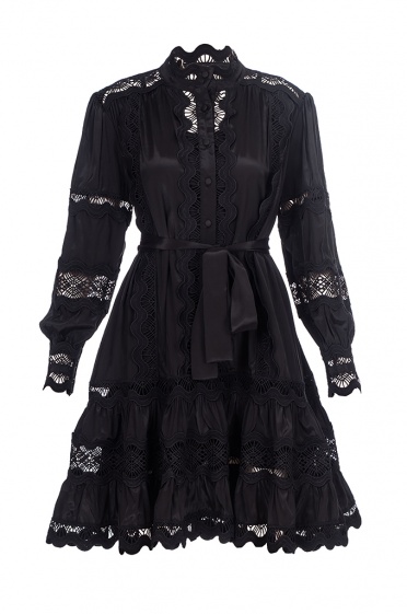 Дамска къса рокля дантелени волани - Moonstone.bg Дамска къса рокля дантелени волани