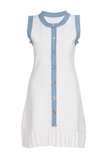 Дамска рокля дънково и златни копчета - Moonstone.bg Дамска рокля дънково и златни копчета