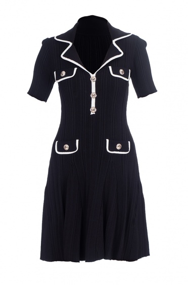 Дамска плетена рокля златни копчета - Moonstone.bg Дамска плетена рокля златни копчета