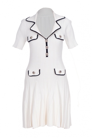 Дамска плетена рокля златни копчета - Moonstone.bg Дамска плетена рокля златни копчета