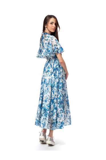 Дамска рокля със сини цветя